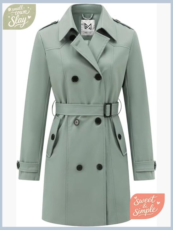 Jackets & Blazers - Women's Double-Breasted Trench Coat, Mid-Length Windproof Overcoat